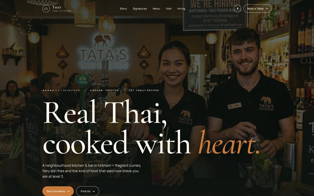 Tata's Thai Kitchen — Real Thai, cooked with heart